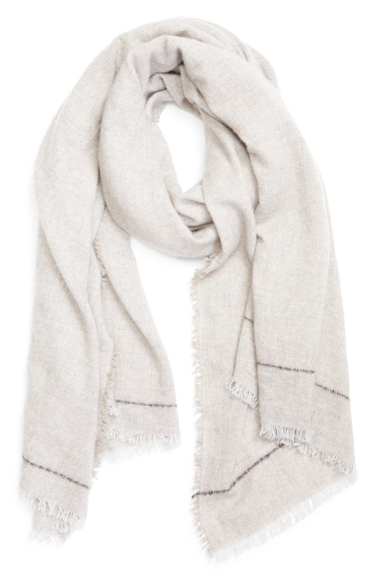 Johnstons of Elgin Usan Cashmere Fringe Scarf, Alternate, color, Ru7719 Natural
