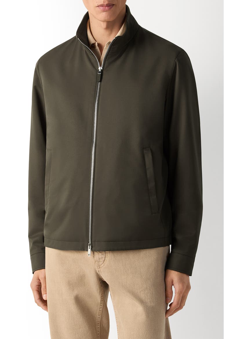 Water Repellent Microfiber Jacket, Main, color, DARK OLIVE GREEN