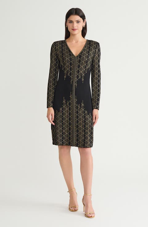 Art Deco Lurex Soft Knit Sheath Dress
