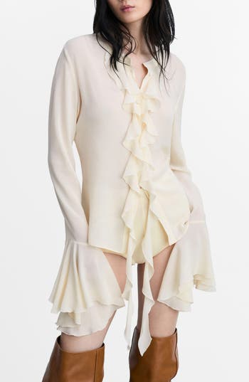 Mango Flint Ruffle Button-up Top