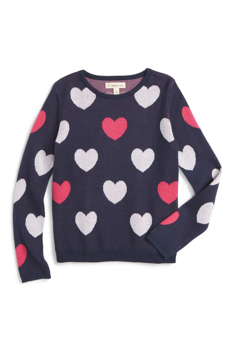 Jacquard Sweater, Main, color, NAVY INDIGO HEARTS