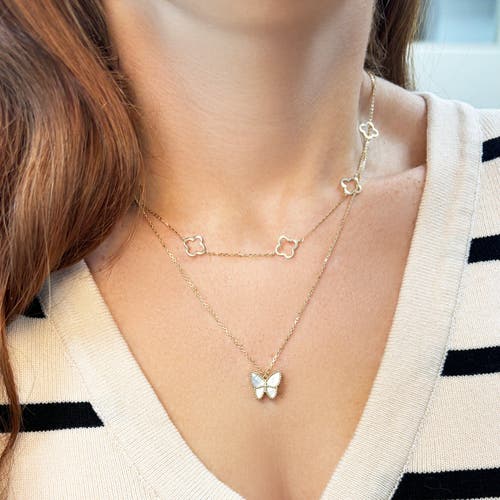 The Lovery Fine Jewelry Mother Of Pearl Butterfly Necklace In Gold