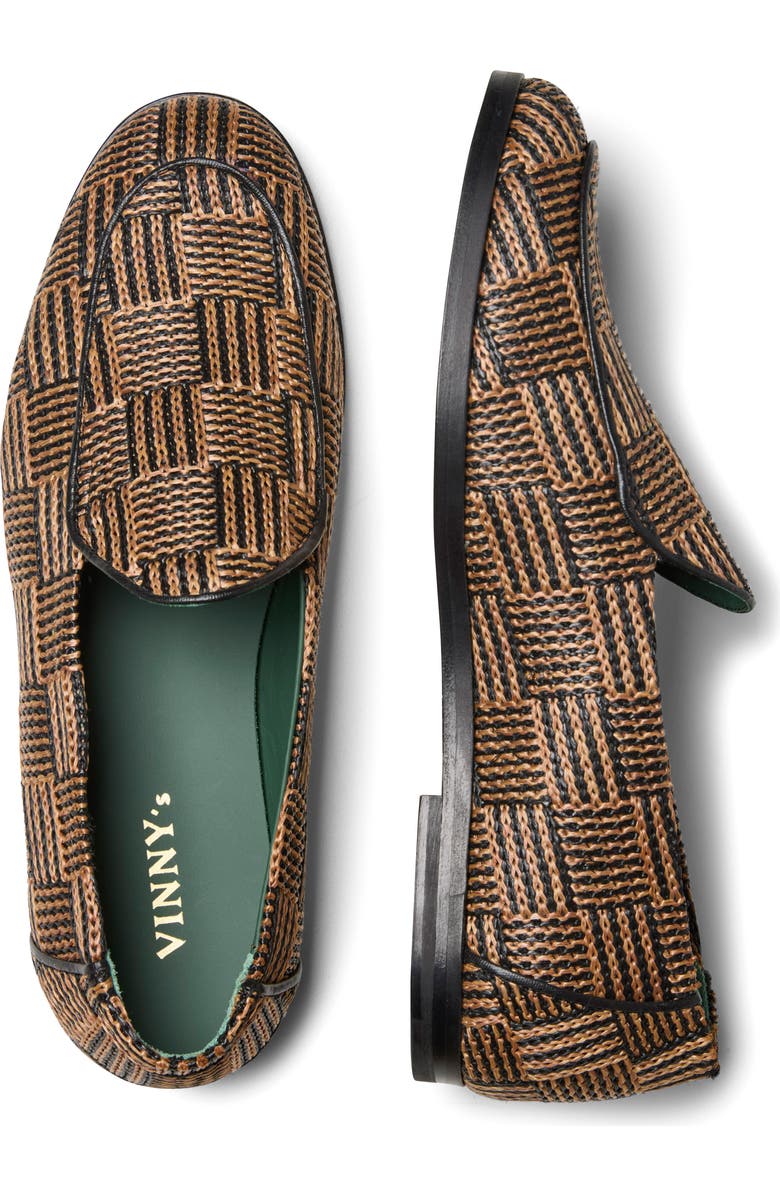 VINNY'S Belgee Raffia Loafer, Alternate, color, Brown Raffia