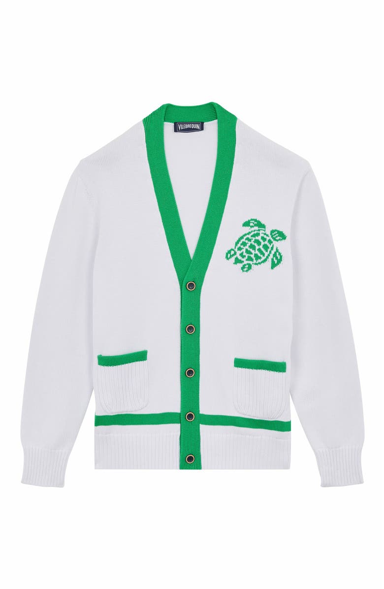Vilebrequin Men's Bicolor Jacquard Turtle Cotton Cardigan, Alternate, color, 