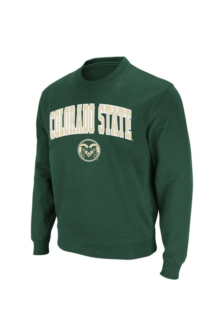 Men's Colosseum Green Colorado State Rams Arch & Logo Crew Neck Sweatshirt, Alternate, color, Green