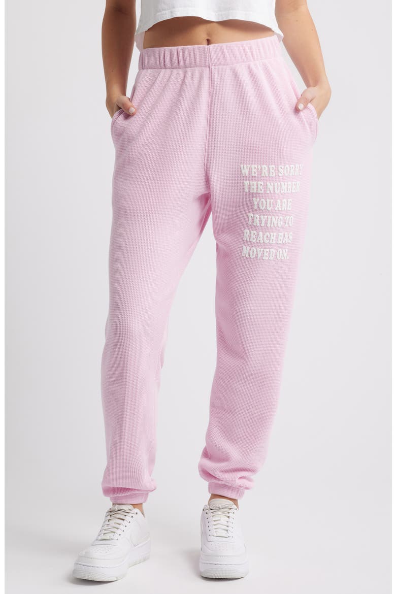 1-800 Revamped Mac Slim Waffle Knit Graphic Joggers, Main, color, PINK
