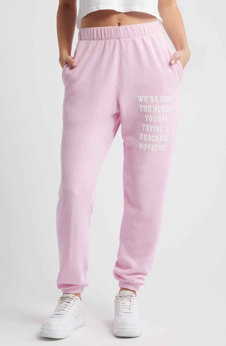 BOYS LIE 1-800 Revamped Mac Slim Waffle Knit Graphic Joggers, Main, color, 