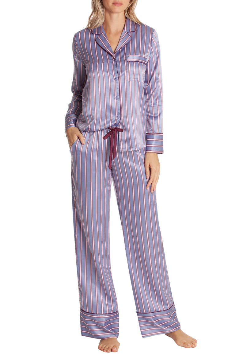 Long Pajamas, Main, color, CARBON/ IVORY STRIPE
