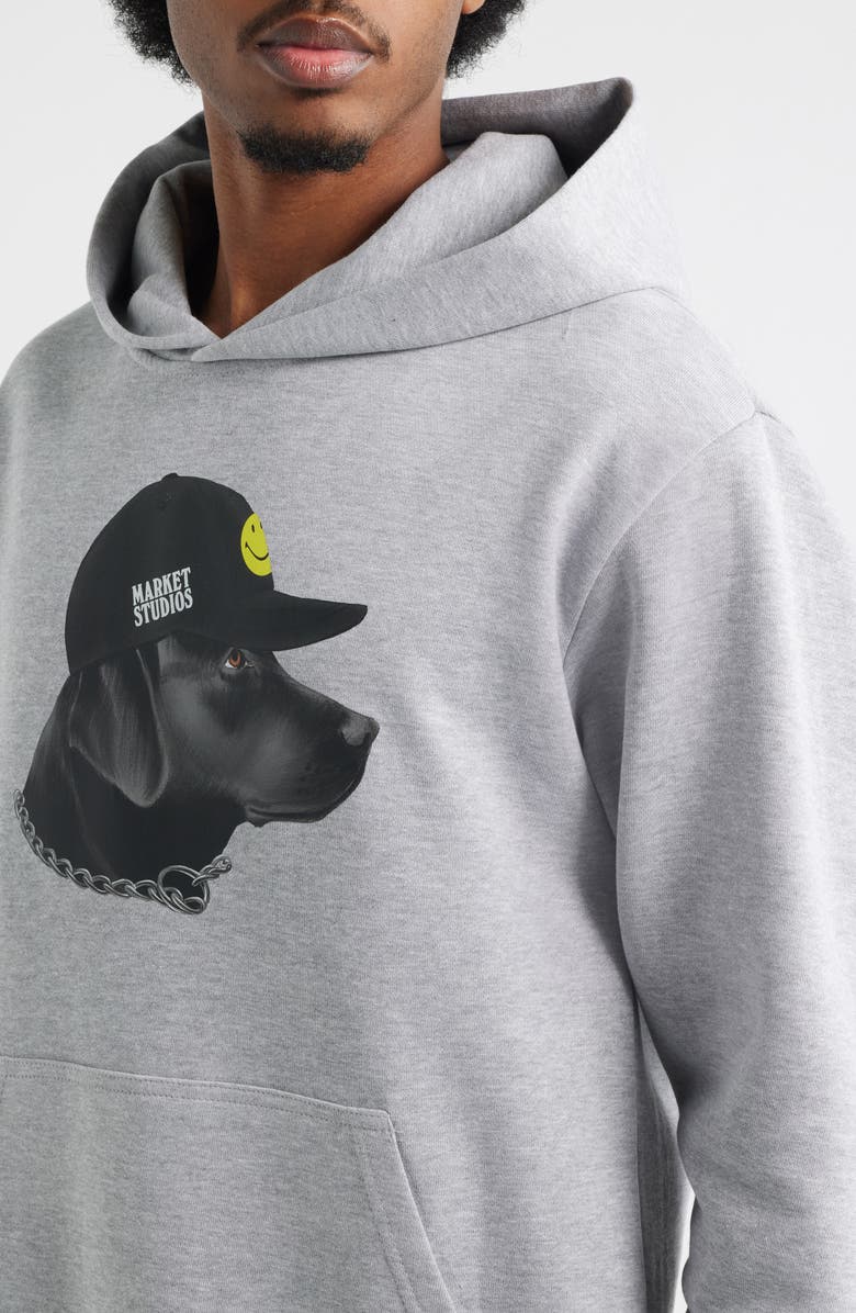 MARKET SMILEY<sup>®</sup> Dog Got Style Cotton Blend Graphic Hoodie, Alternate, color, Ash Grey