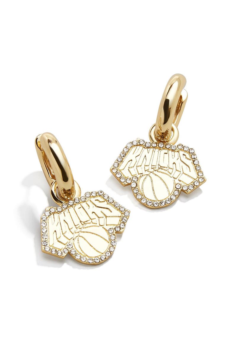 New York Knicks Huggie Earrings, Main, color, Gold