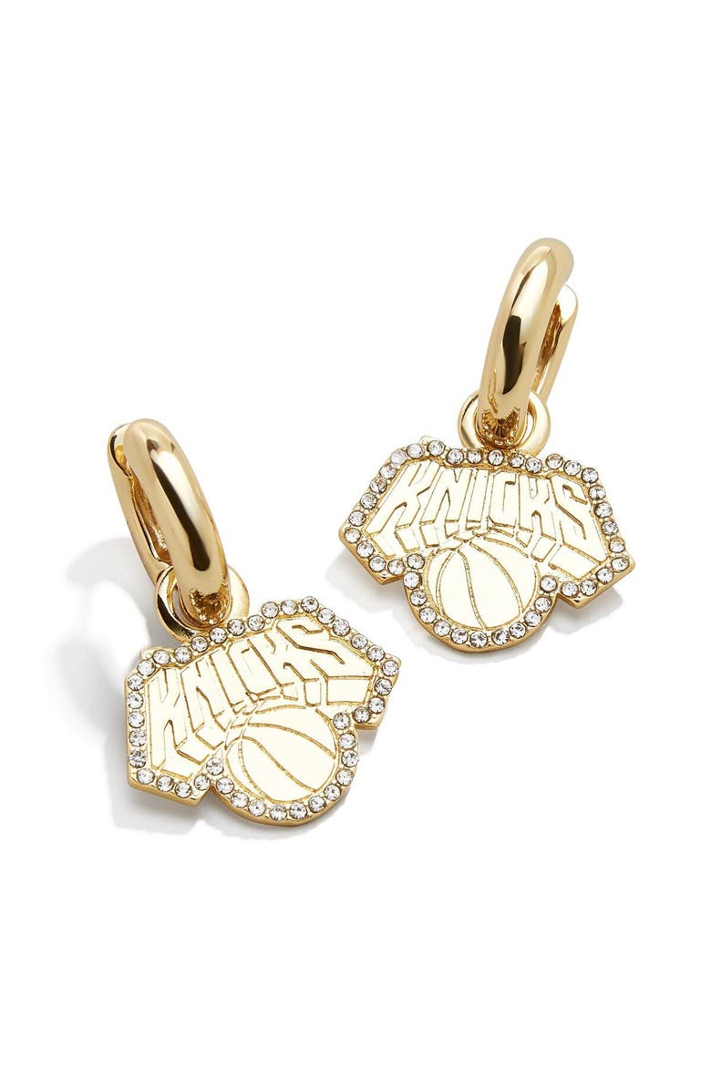 BaubleBar New York Knicks Huggie Earrings, Main, color, 