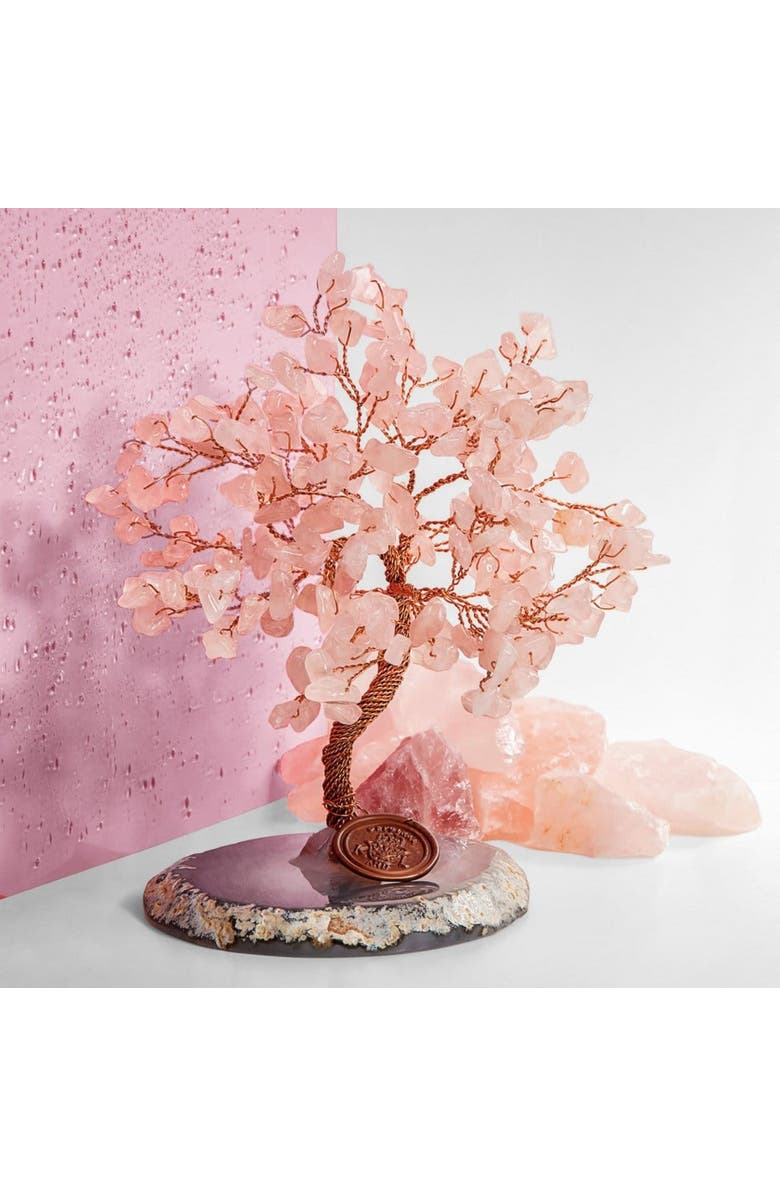 Karma and Luck Rose Quartz Feng Shui Crystal Tree of Life Love Harmony, Alternate, color, Copper/Brown/Pink