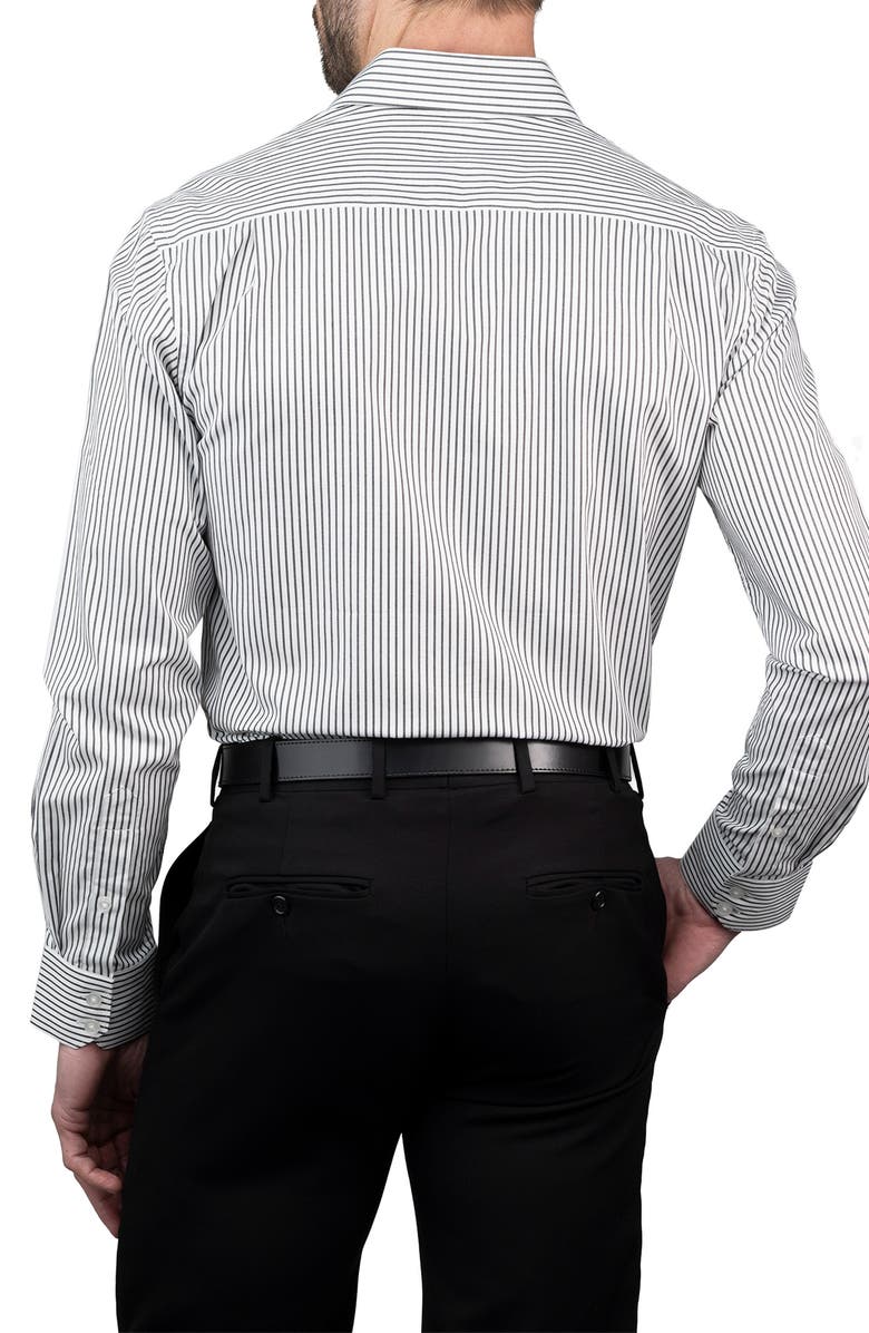 KARL LAGERFELD Trim Fit Pinstripe Cotton Dress Shirt, Alternate, color, Black