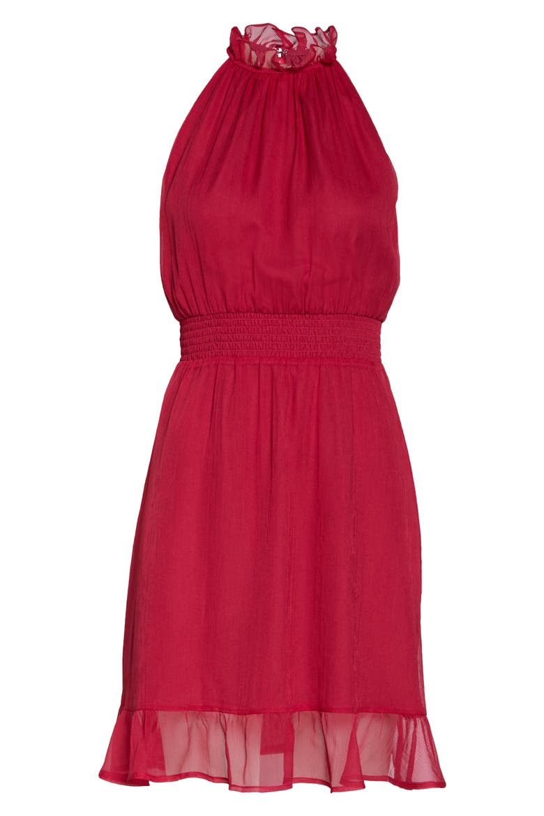 High Neck A-line Minidress, Alternate, color, PINK CERISE