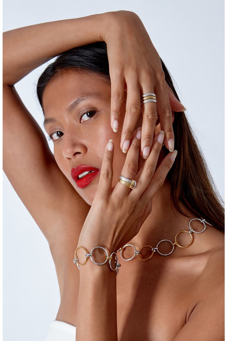 Multi Finish Double Hula Joined Ring, Alternate, color, Sterling Silver