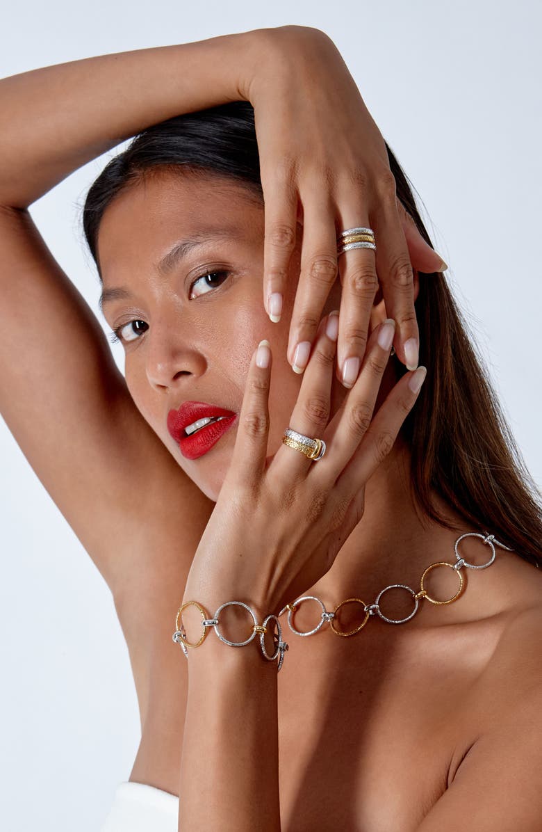 Lucy Quartermaine Multi Finish Double Hula Joined Ring, Alternate, color, Sterling Silver