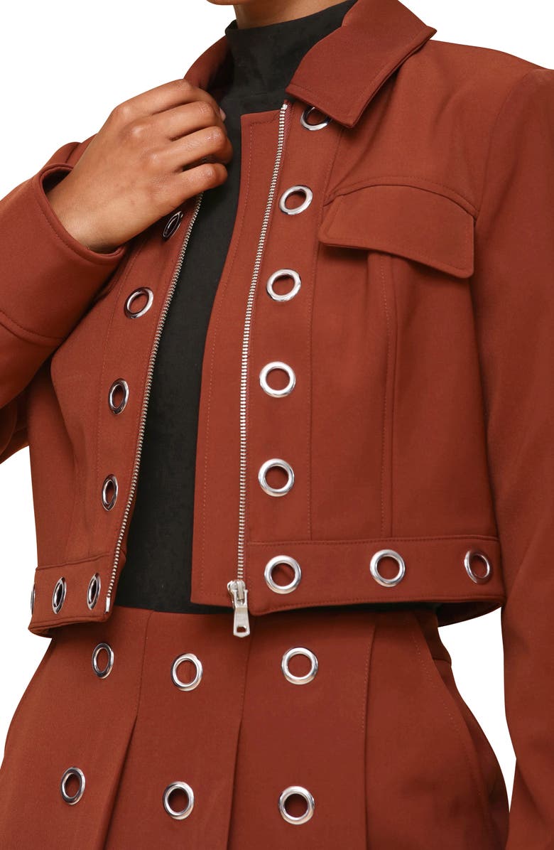 Avec Les Filles Grommet Crop Jacket, Alternate, color, Rust