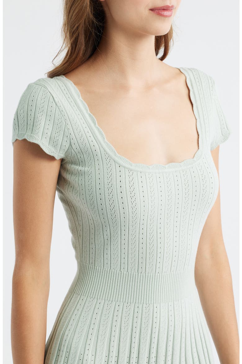 Evaluna Pointelle Pleated Minidress, Alternate, color, EAU DE NIL