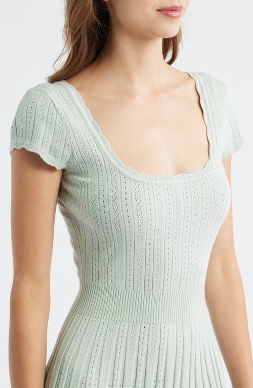 Loveshackfancy Evaluna Pointelle Pleated Minidress In Green