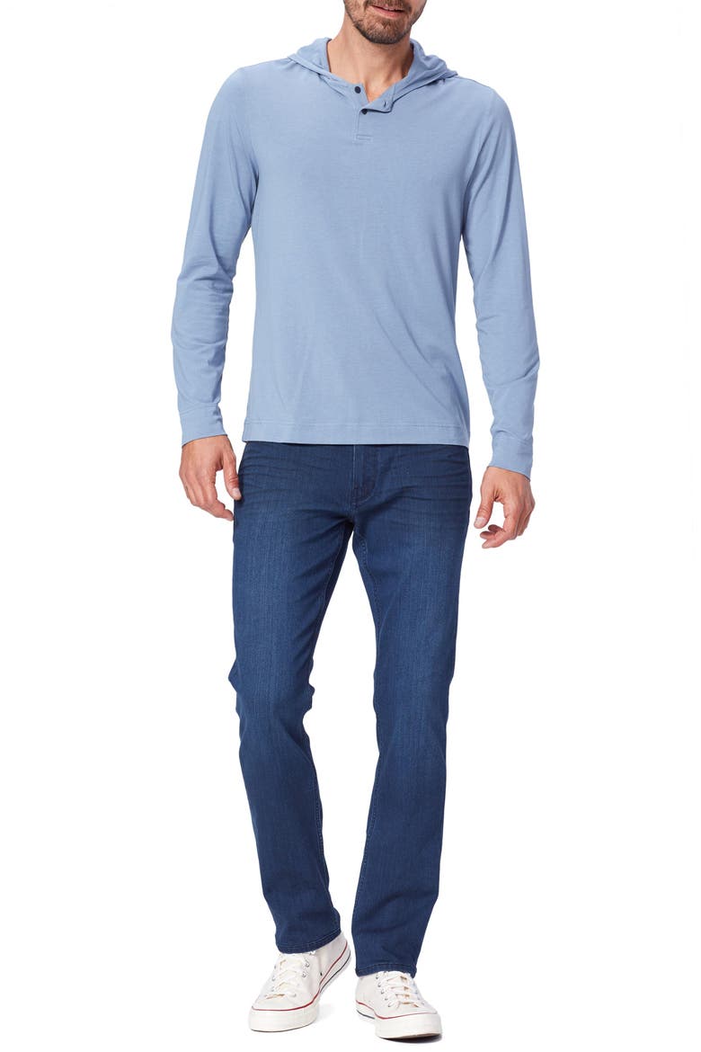 Logan Slub Henley Hoodie, Alternate, color, FLINT BLUE