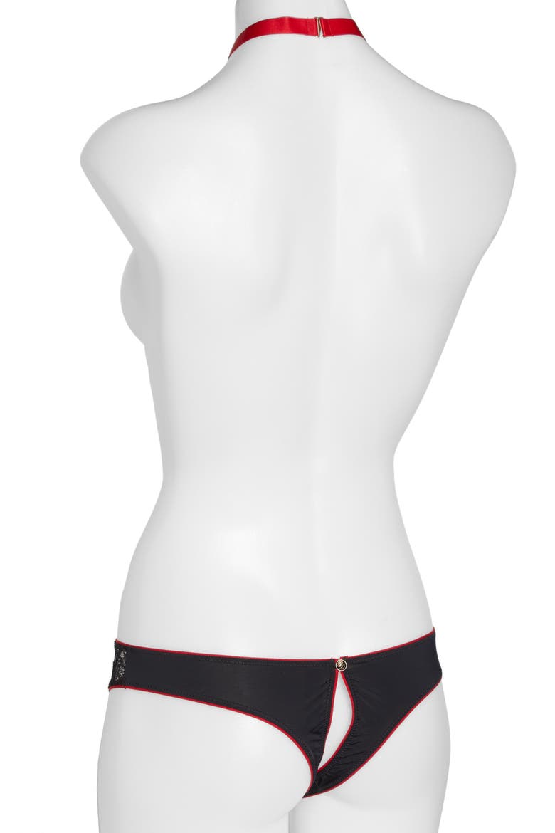 Armée des Sens Harness & Open Gusset Thong, Alternate, color, BLACK / RED / GOLD