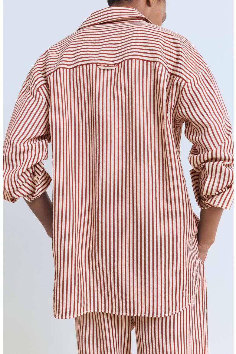 Stripe Button-Up Shirt, Alternate, color, BURNT ORANGE