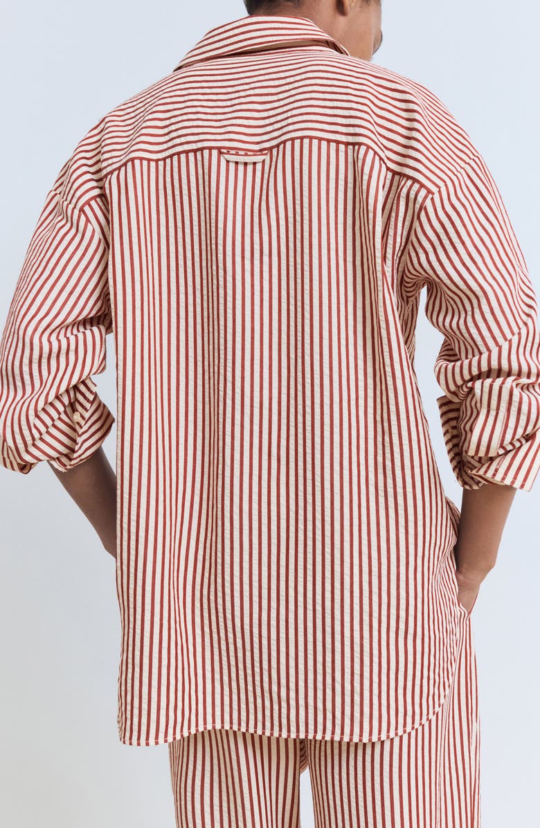 MANGO Stripe Button-Up Shirt, Alternate, color, Burnt Orange