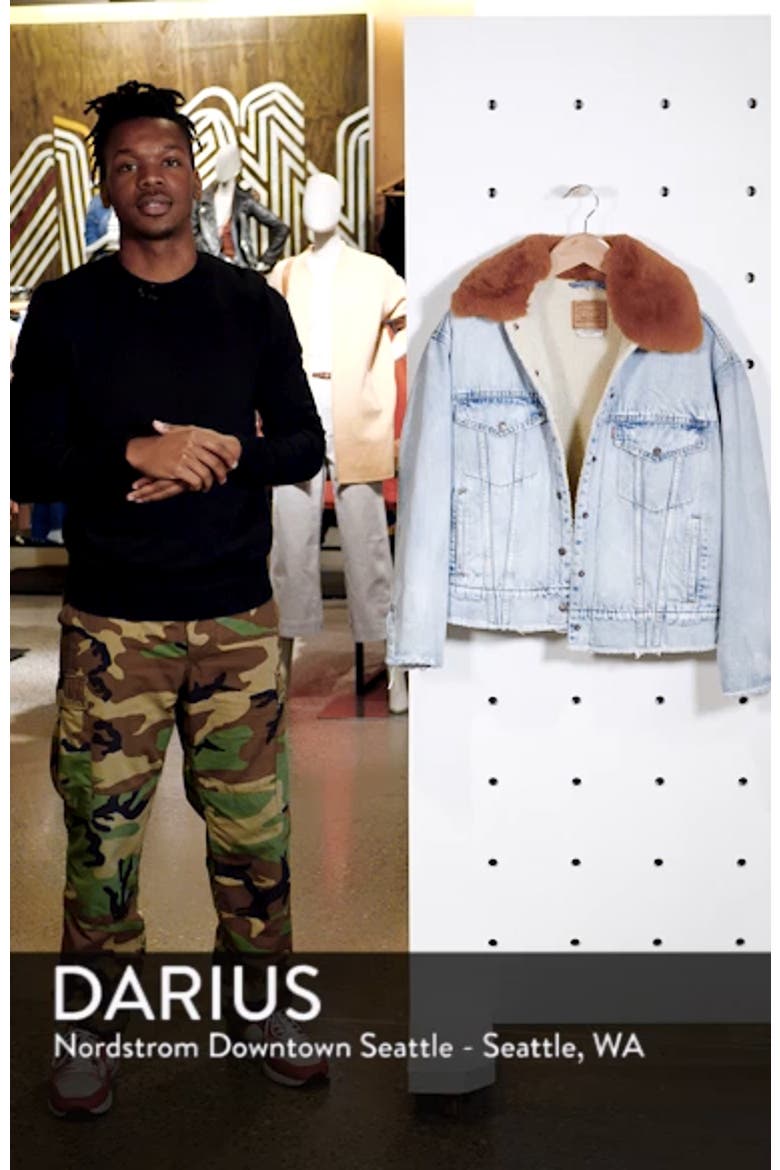Levi's® Oversize Faux Shearling Lined Denim Trucker Jacket with Removable Faux Fur Collar video