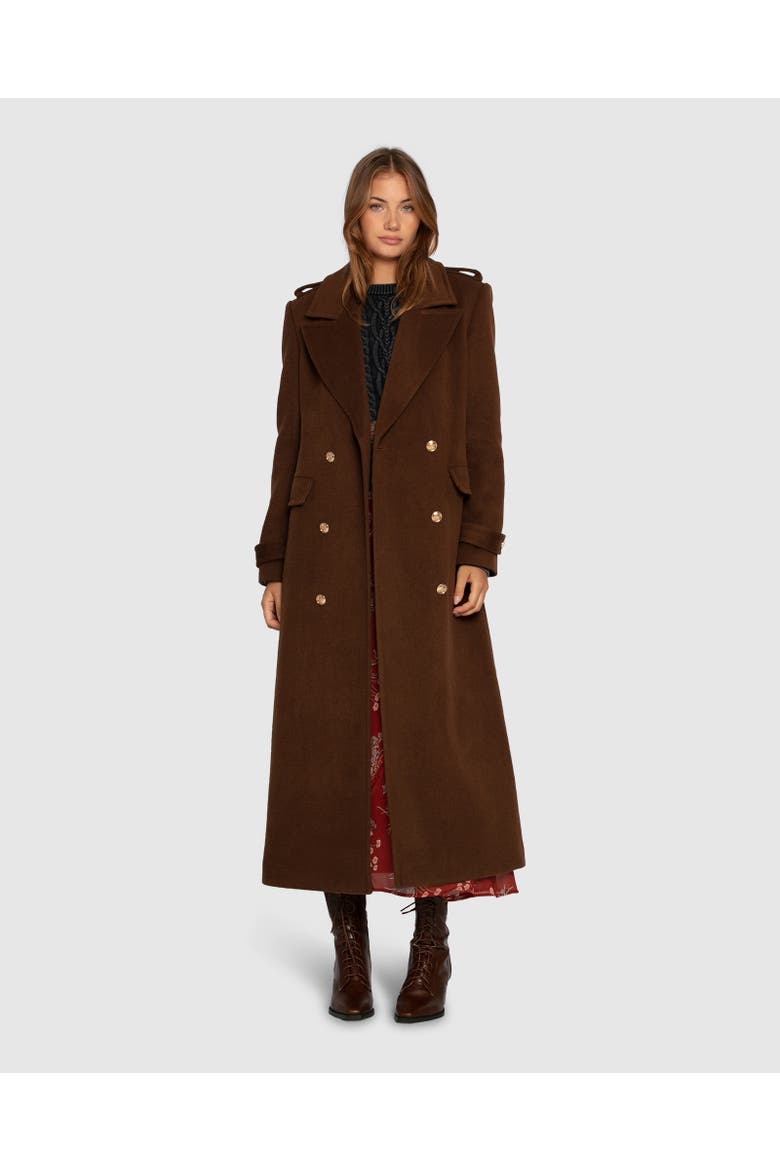 Command Wool Blend Double Breast Maxi Coat, Alternate, color, Medium Brown
