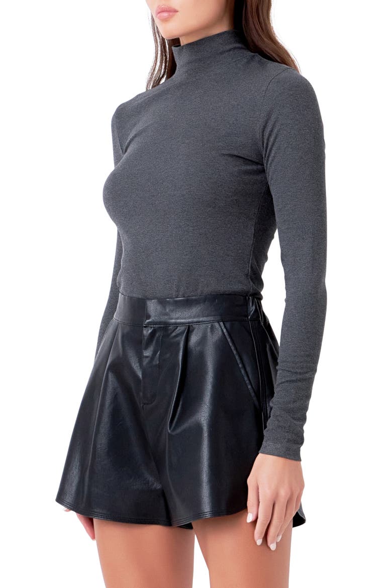 Ribbed Mock Neck Top, Alternate, color, CHARCOAL