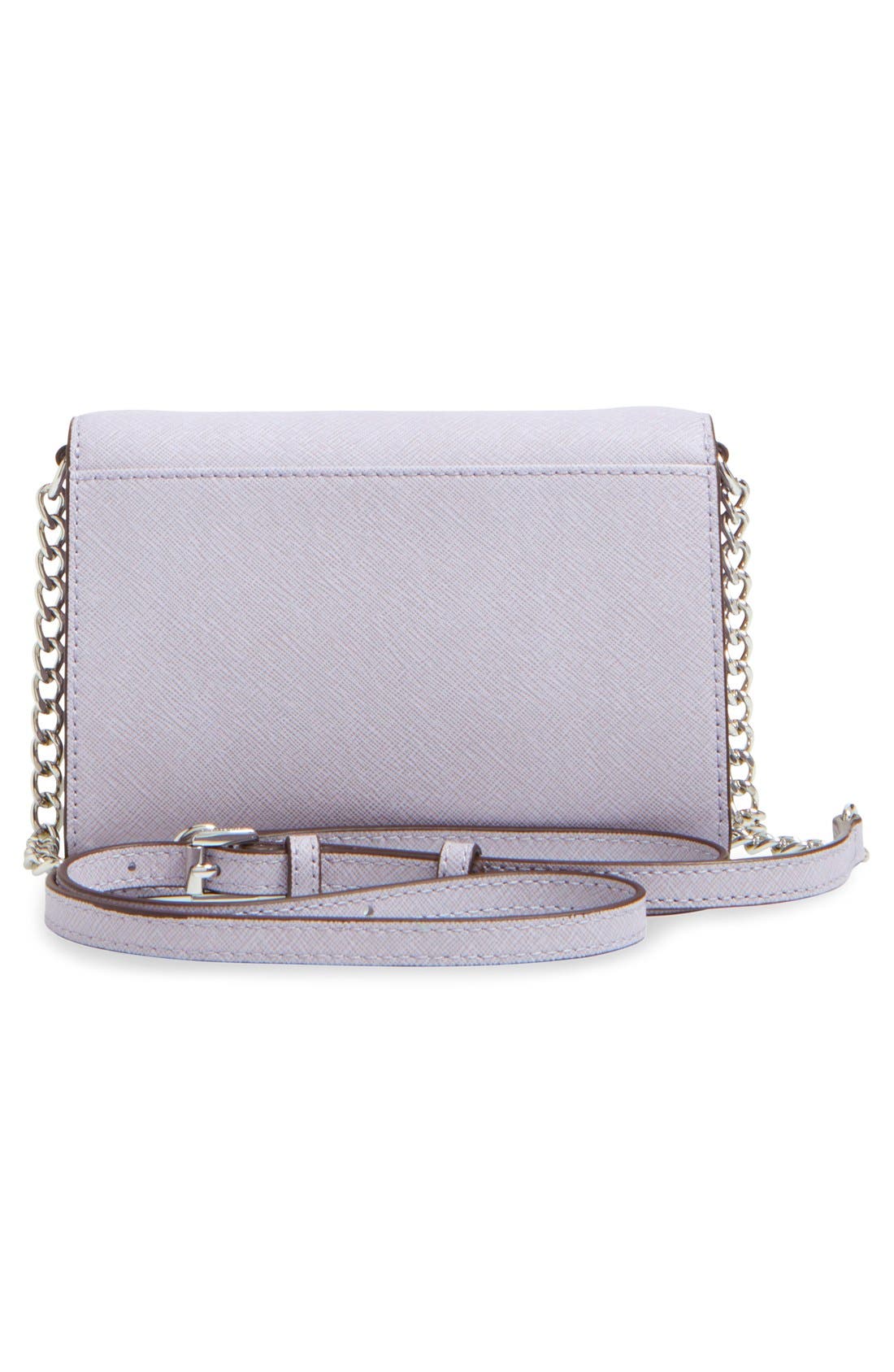 'Large Jet Set' Saffiano Leather Crossbody Bag, Alternate, color, LILAC/ SILVER