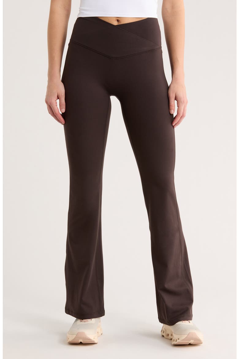 Sophia Crossover Flare Leggings, Main, color, CHOCOLATE MOUSSE