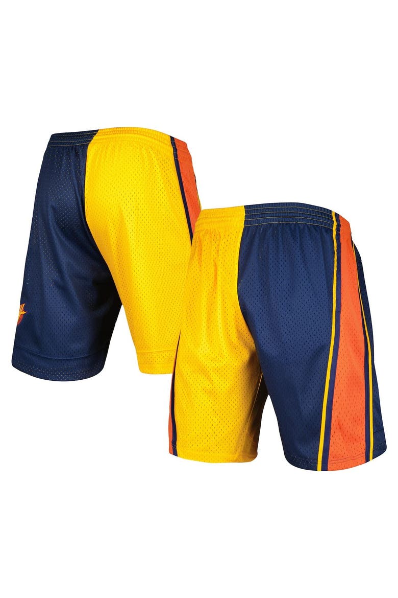 Men's Mitchell & Ness Navy/Gold Golden State Warriors Hardwood Classics 2009 Split Swingman Shorts, Main, color, Navy