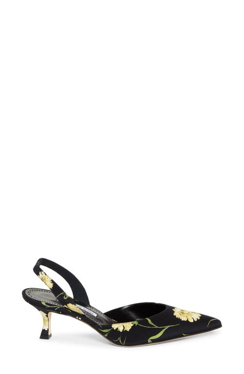 MANOLO BLAHNIK MANOLO BLAHNIK CAROLYNE FLORAL POINTED TOE SLINGBACK PUMP