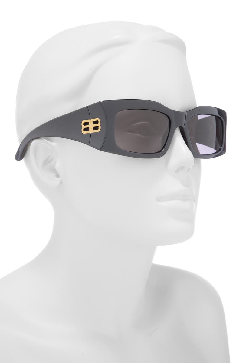 Balenciaga 58mm Rectangular Sunglasses, Alternate, color, Black Black Grey