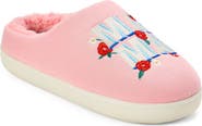 DEARFOAMS 'Mama' Embroidered Faux Fur Lined Slipper