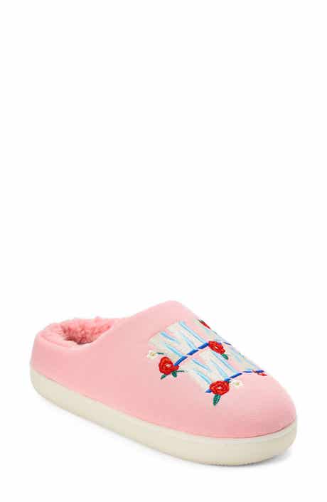 DEARFOAMS 'Mama' Embroidered Faux Fur Lined Slipper