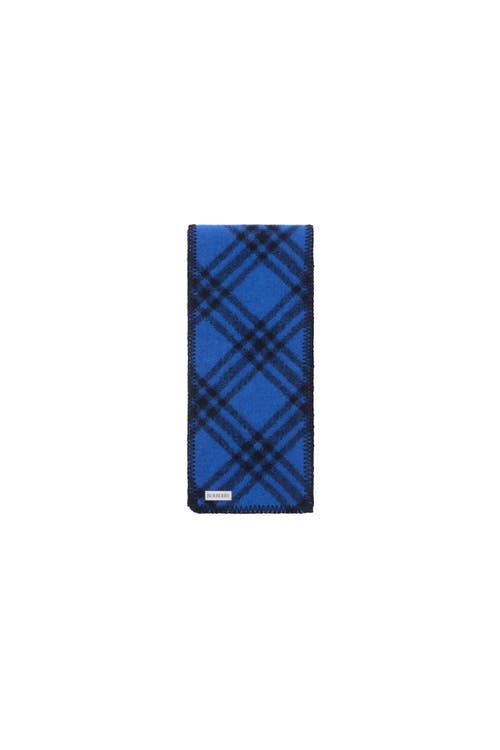 Burberry Narrow Check Cashmere Scarf In Blue