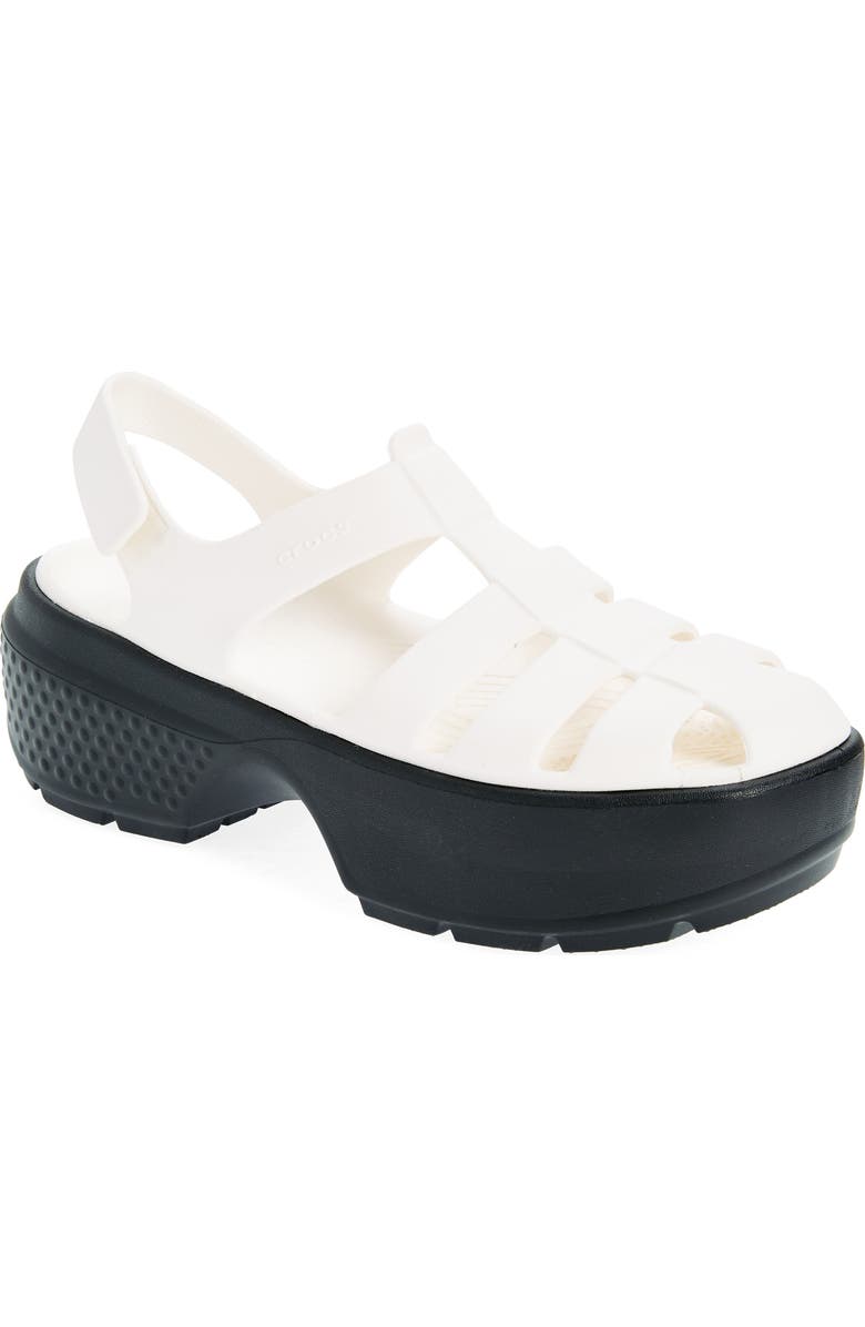 CROCS Stomp Platform Fisherman Sandal, Main, color, Chalk