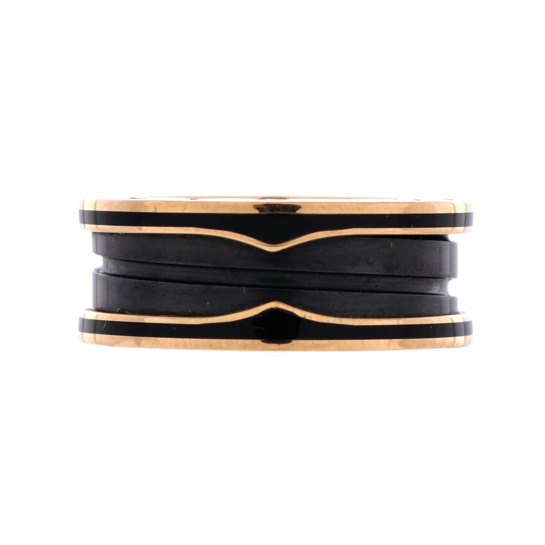 B.Zero1 Two Band Ring 18K Rose Gold and Matte Ceramic, Main, color, Metallic Gold