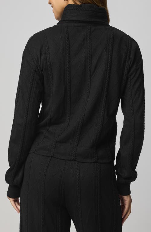 Splendid Cable Lounge Turtleneck Top In Black