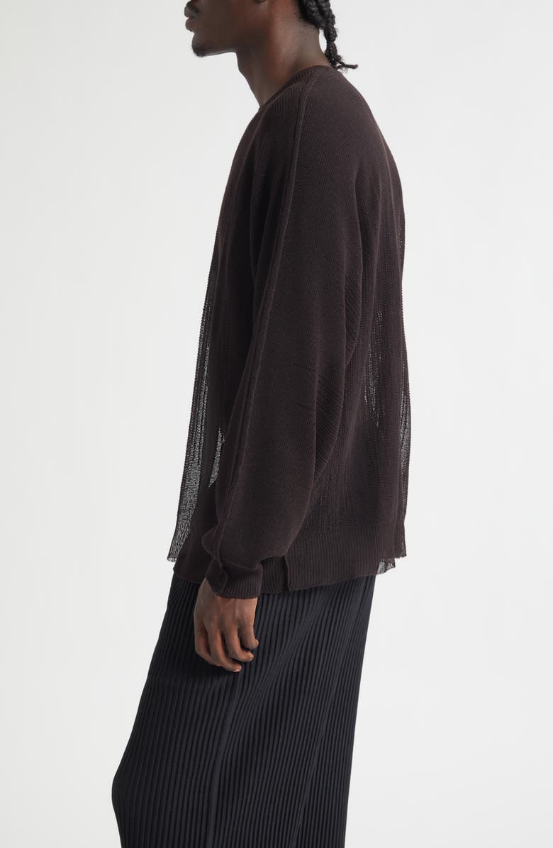Homme Plissé Issey Miyake Brush Close-Up Crewneck Sweater, Alternate, color, Brown