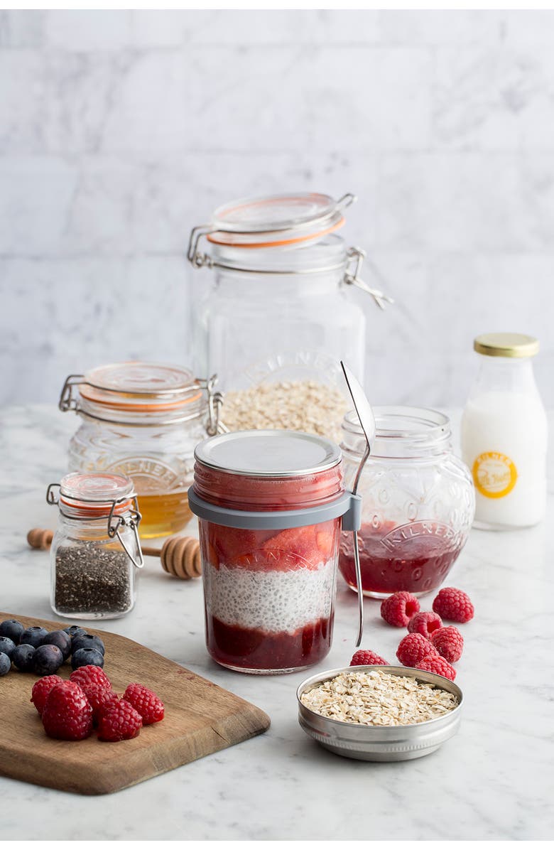Kilner Parfait & Overnight Oats Jar Set, 350ml Glass Breakfast Jar with Spoon, Alternate, color, Clear