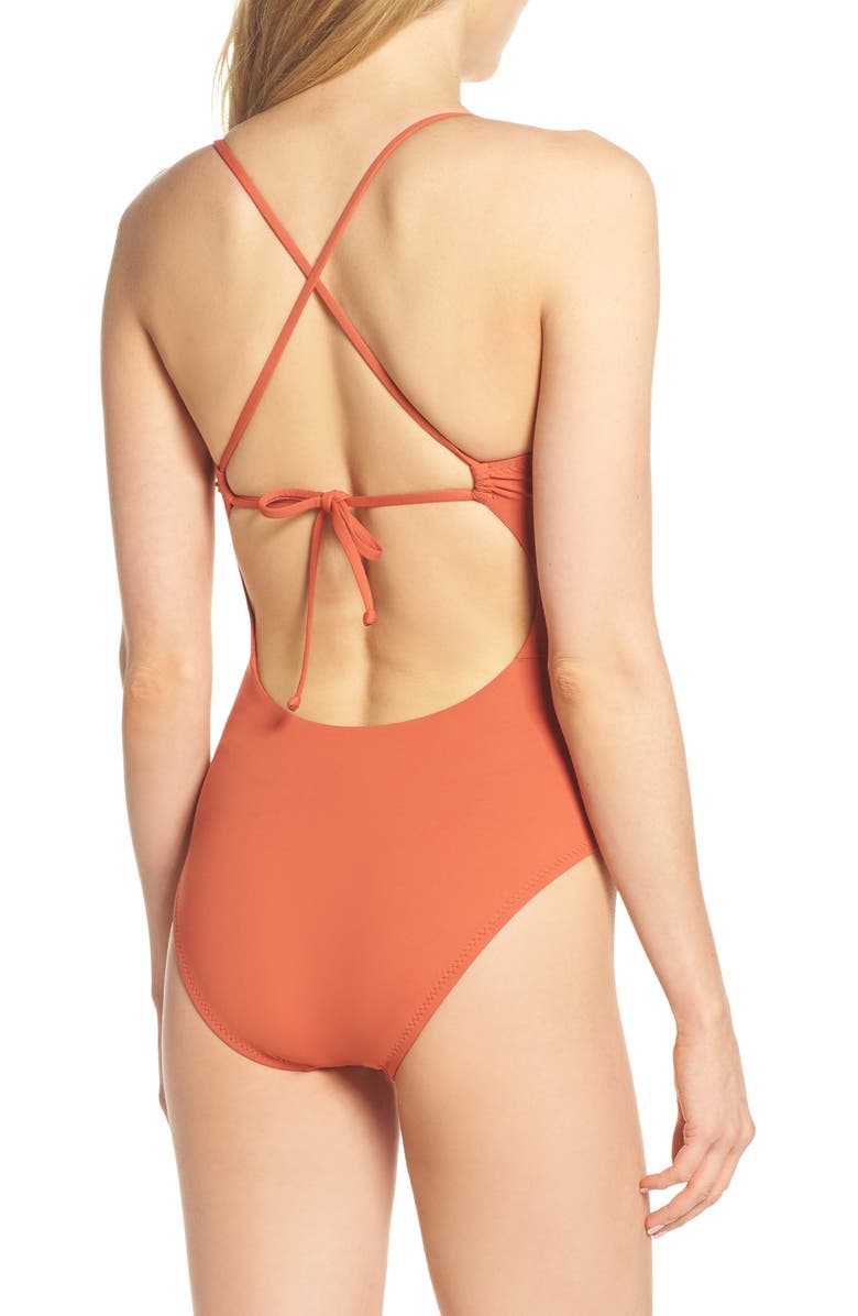 Becca Double Tie Front One-Piece Swimsuit, Alternate, color,