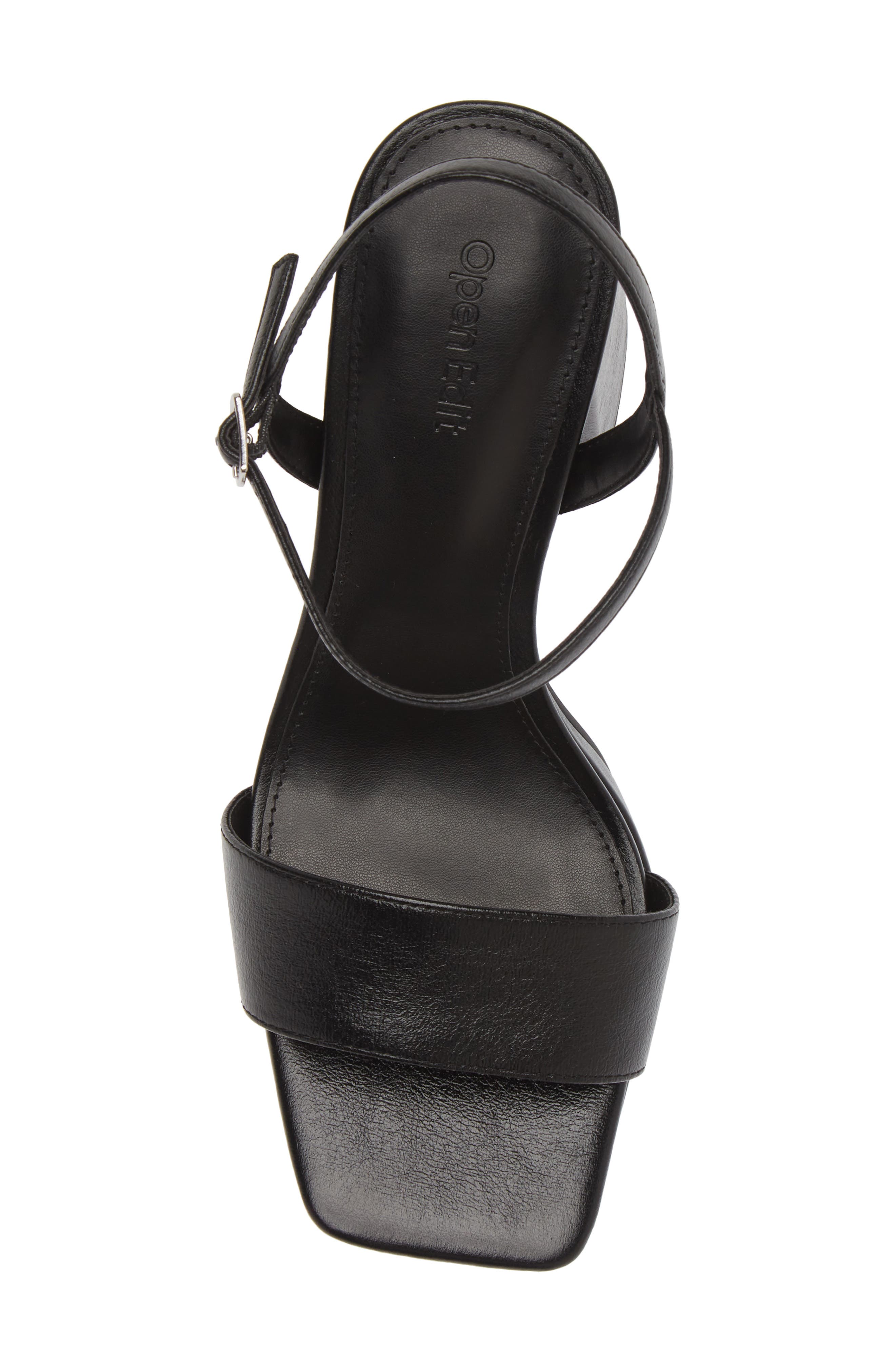 Open Edit Noella Ankle Strap Platform Sandal, Alternate, color, Black Metallic