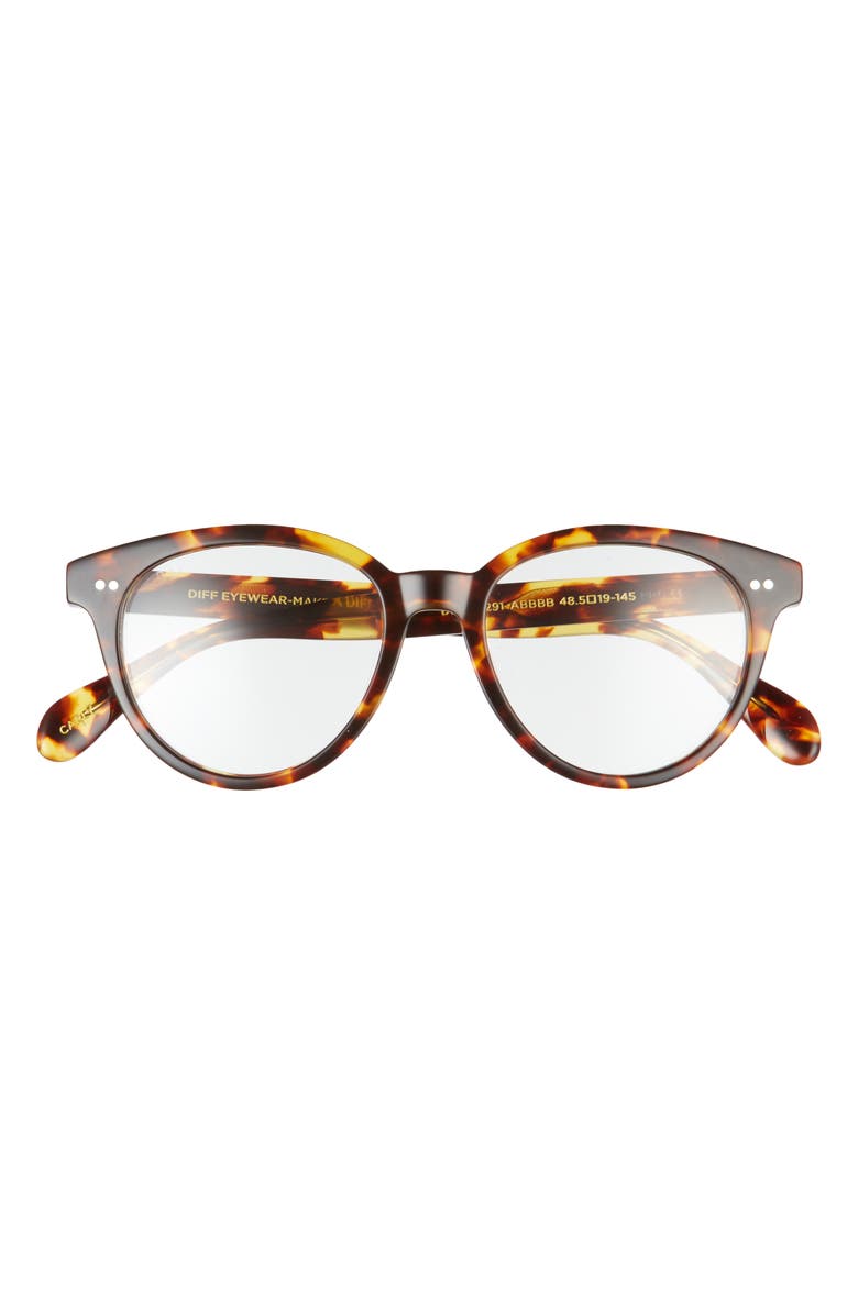 DIFF Carly 48mm Round Optical Glasses, Main, color, Amber Tortoise