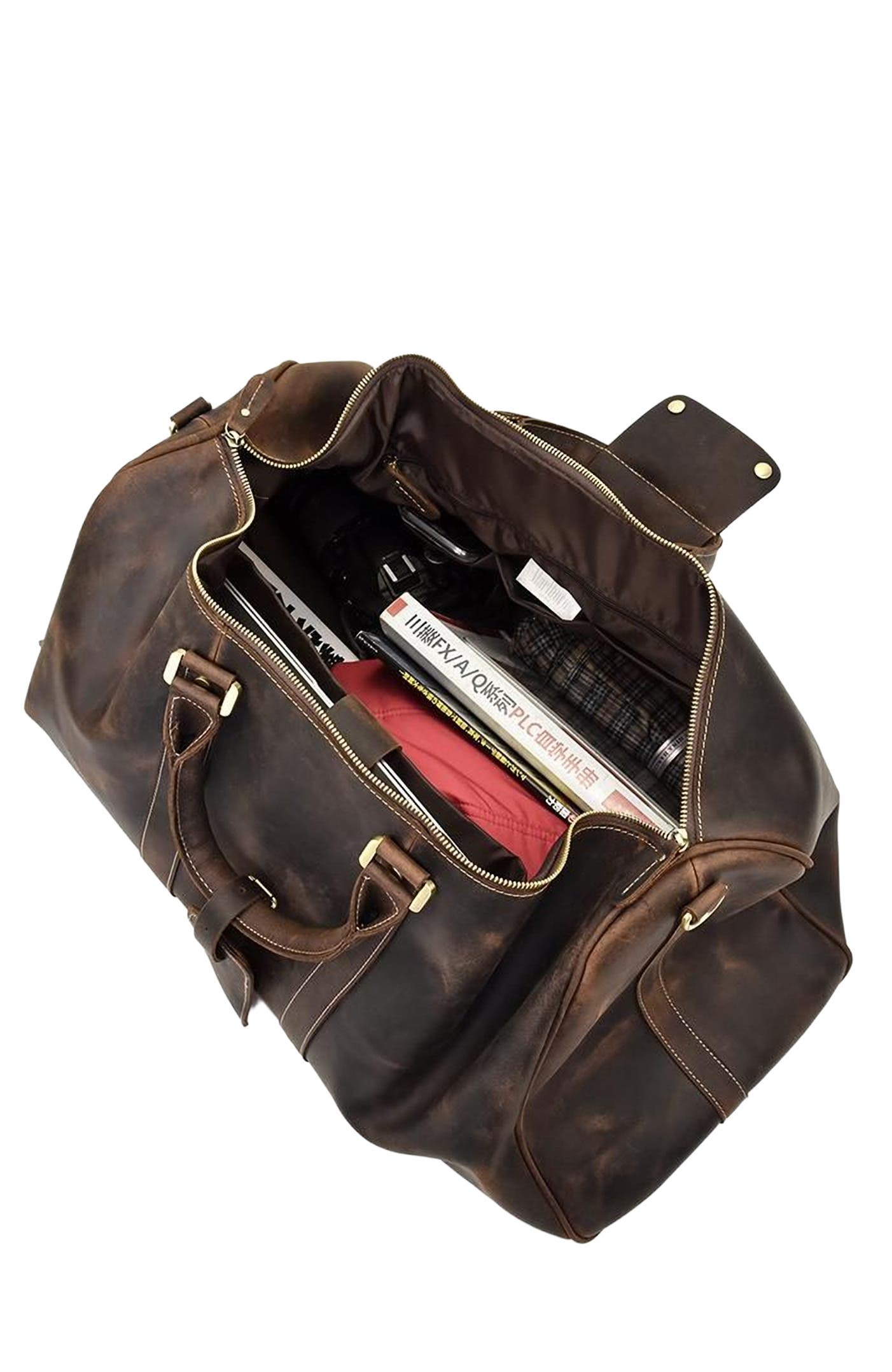 STEEL HORSE LEATHER The Bjarke Weekender | Handcrafted Leather Duffle Bag, Alternate, color, Brown