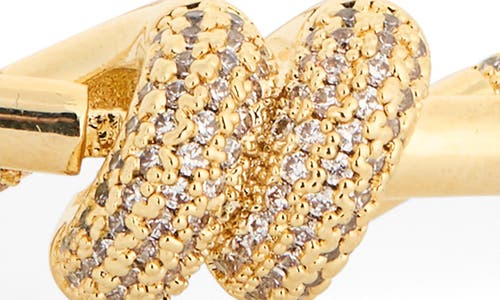 Eye Candy Los Angeles Zoe Pavé Cubic Zirconia Knot Hinged Bracelet In Gold