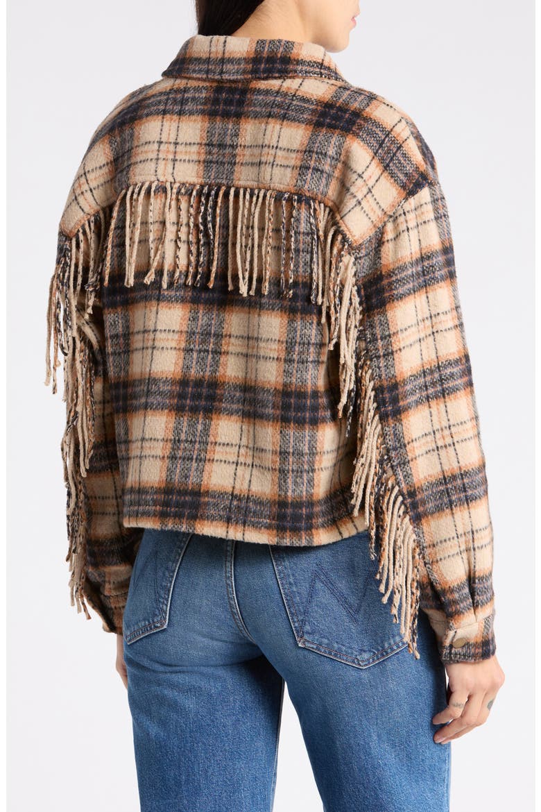 Plaided Fringed Shacket, Alternate, color, CREAM NAVY PLAID