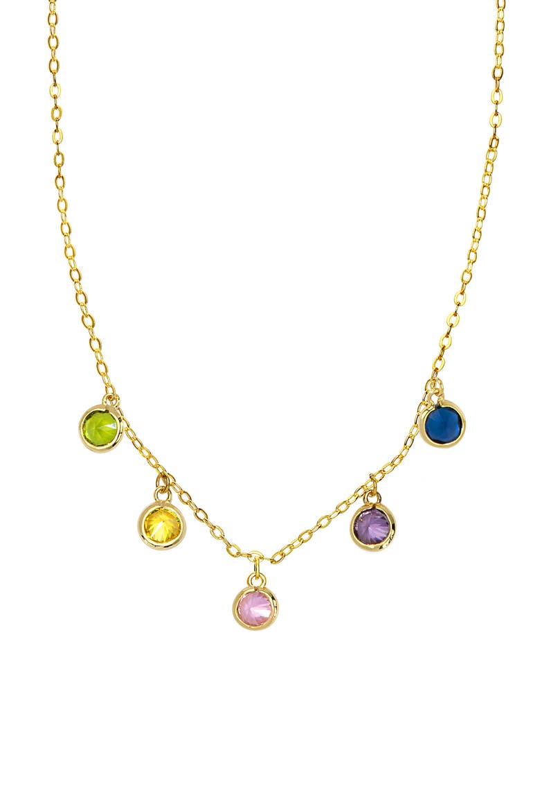 Kids' Cubic Zirconia Charm Necklace, Main, color, PINK MULTI